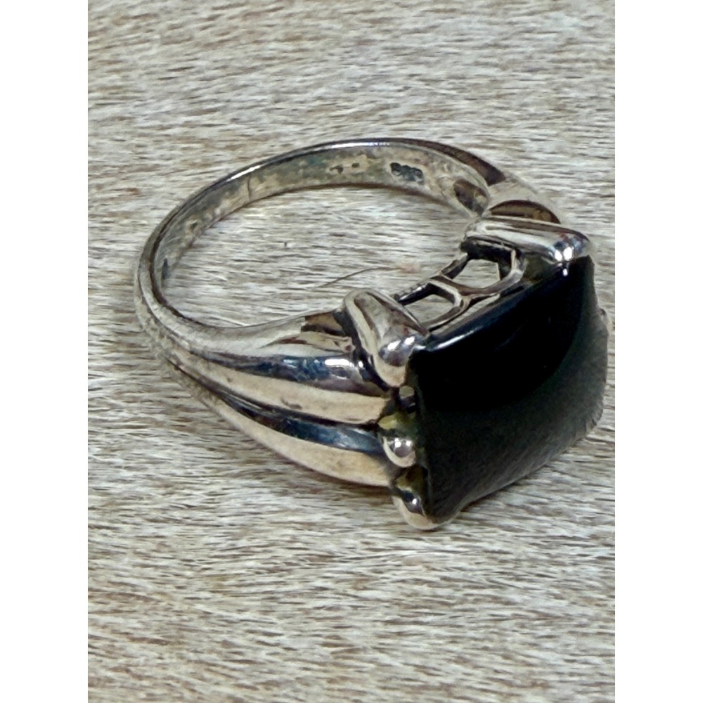 Vintage 925 Sterling Silver Black Onyx Statement Ring Thailand Hallmarked  6 3/4